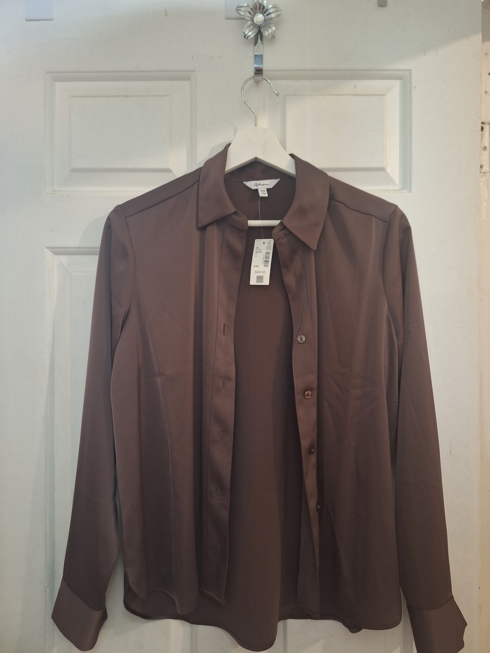 Ladies Silky, Brown Reitman's   Long-Sleeve Blouse